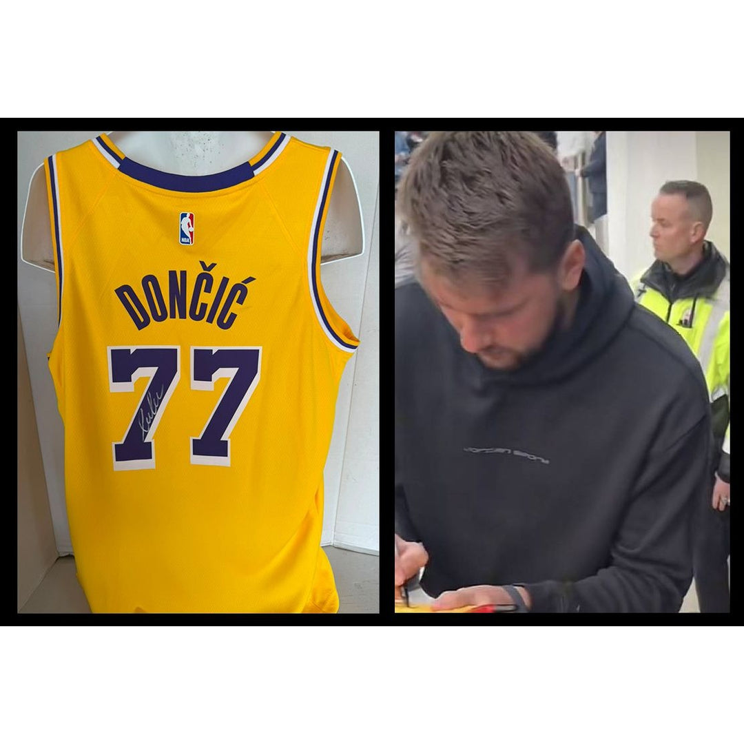Los Angeles Lakers Luka Doncic NBA authentic jersey signed with proof.