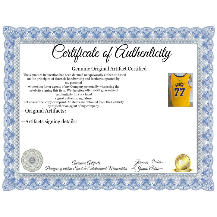 Los Angeles Lakers Luka Doncic NBA authentic jersey signed with proof.