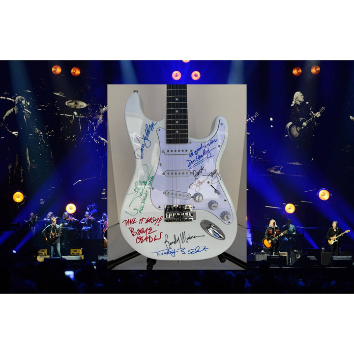 The Eagles Timothy B. Schmit Don Felder Joe Walsh Bernie Leadon Randy Meisner Don Henley Glen Frey startocaster electric guitar signed with.
