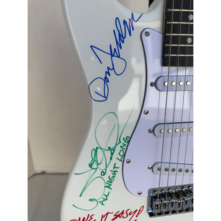 The Eagles Timothy B. Schmit Don Felder Joe Walsh Bernie Leadon Randy Meisner Don Henley Glen Frey startocaster electric guitar signed with.