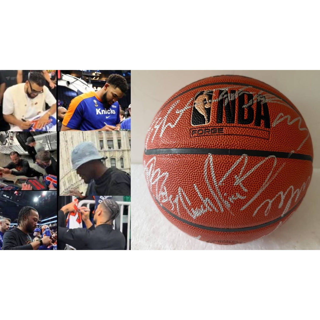 New York Knicks Jalen Brunson 2025-26 wilson full size basketball team signed with proof.