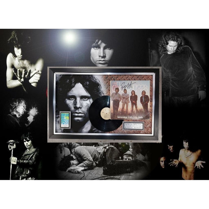 The Doors Jim Morrison Ray Manzarik, Robby Krieger John Densmore " Waiting For The Sun" original LP signed with proof museum quality frame