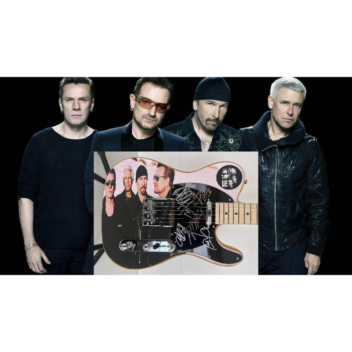 Bono The Edge Larry Mullen Adam Clayton U2 Logo Telecaster full size electric guitar signed with proof