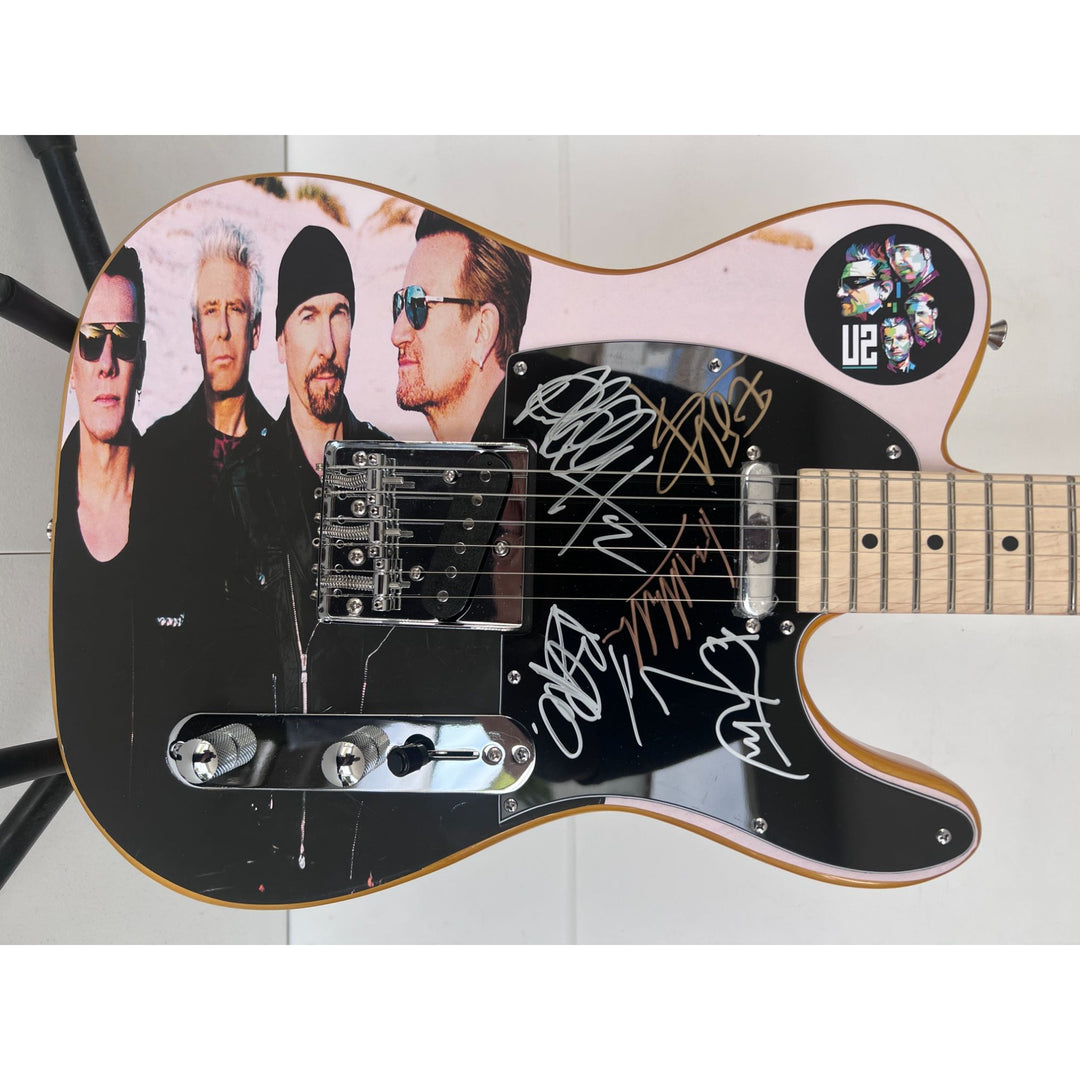 Bono The Edge Larry Mullen Adam Clayton U2 Logo Telecaster full size electric guitar signed with proof.