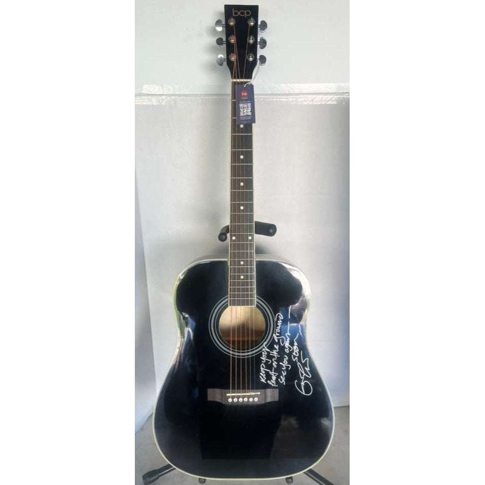 Eric Clapton full size acoustic guitar signed with inscription and signing proof