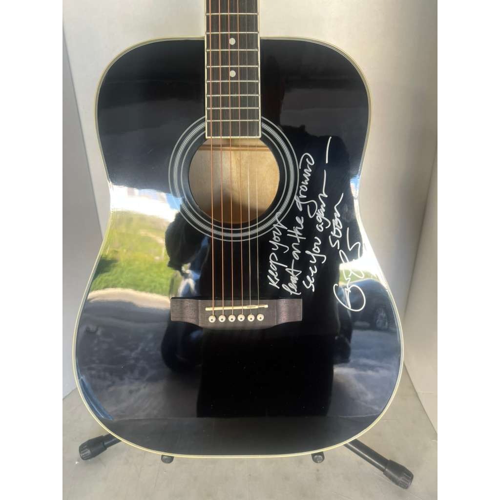 Eric Clapton full size acoustic guitar signed with inscription and signing proof