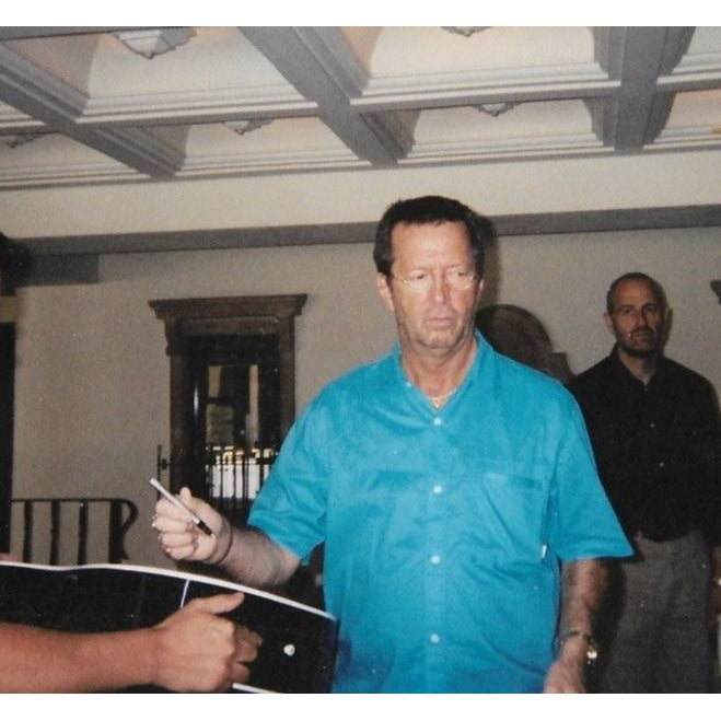 Eric Clapton full size acoustic guitar signed with inscription and signing proof