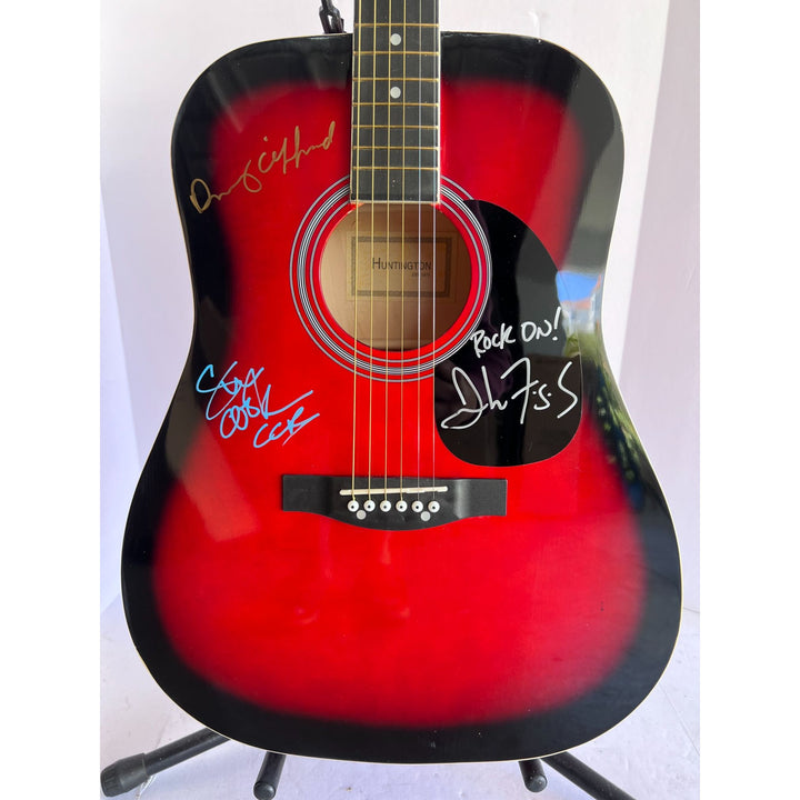 CCR John Fogerty Stu Cook Doug Clifford full size acoustic guitar signed with proof