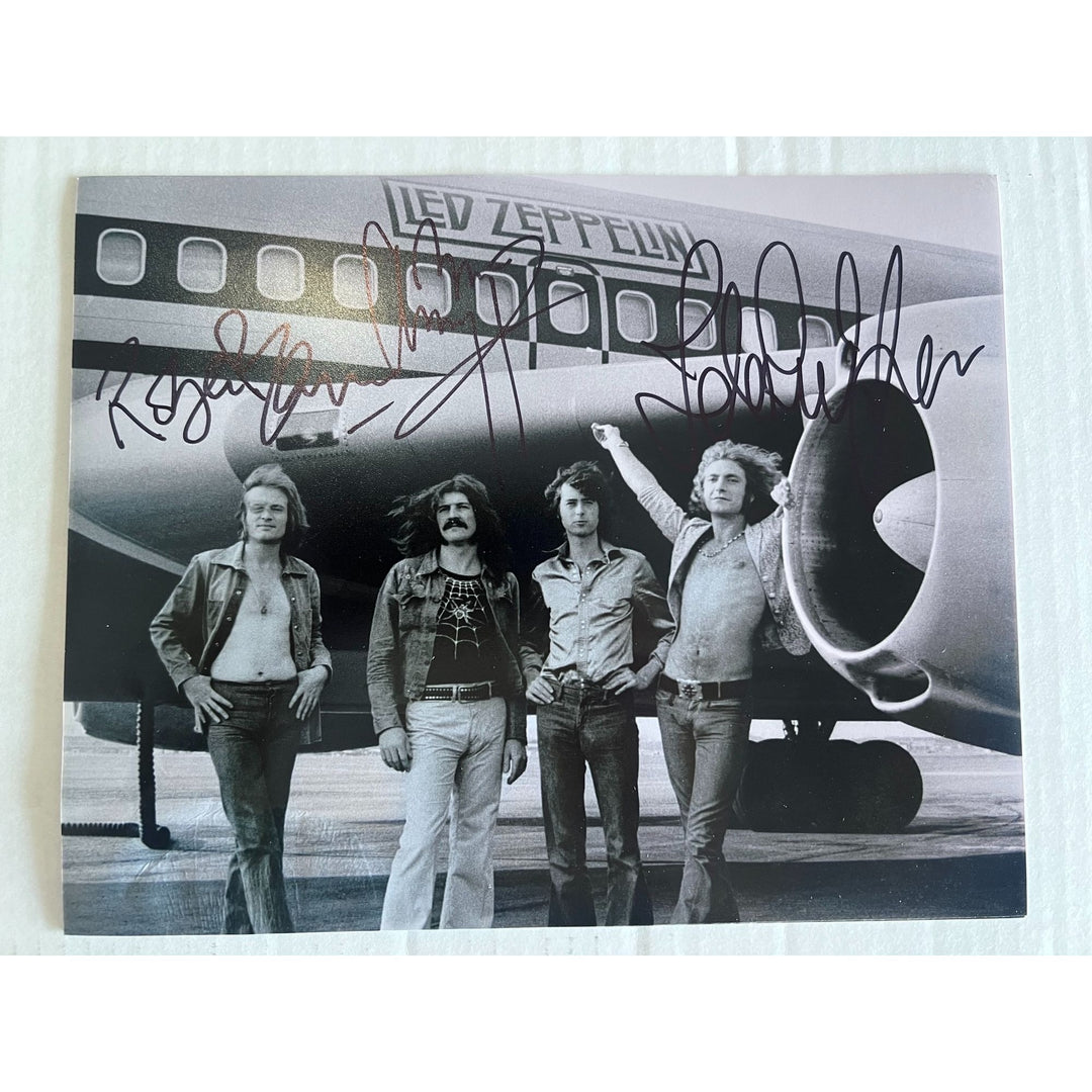 Jimmy Page Robert Plant John Paul Jones iconic Led Zeppelin vintage 8x10 photo sign with proof