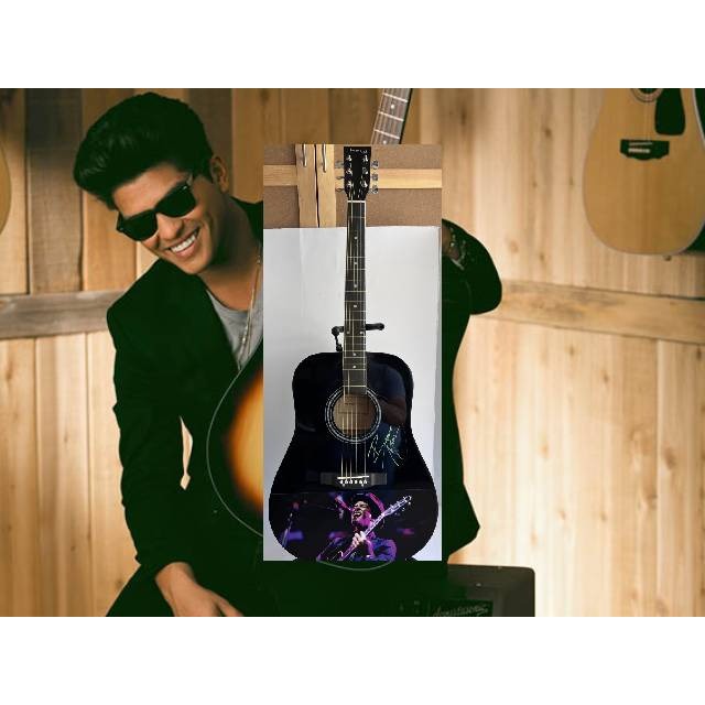 Bruno Mars One of A kind 39' inch full size acoustic guitar signed with proof