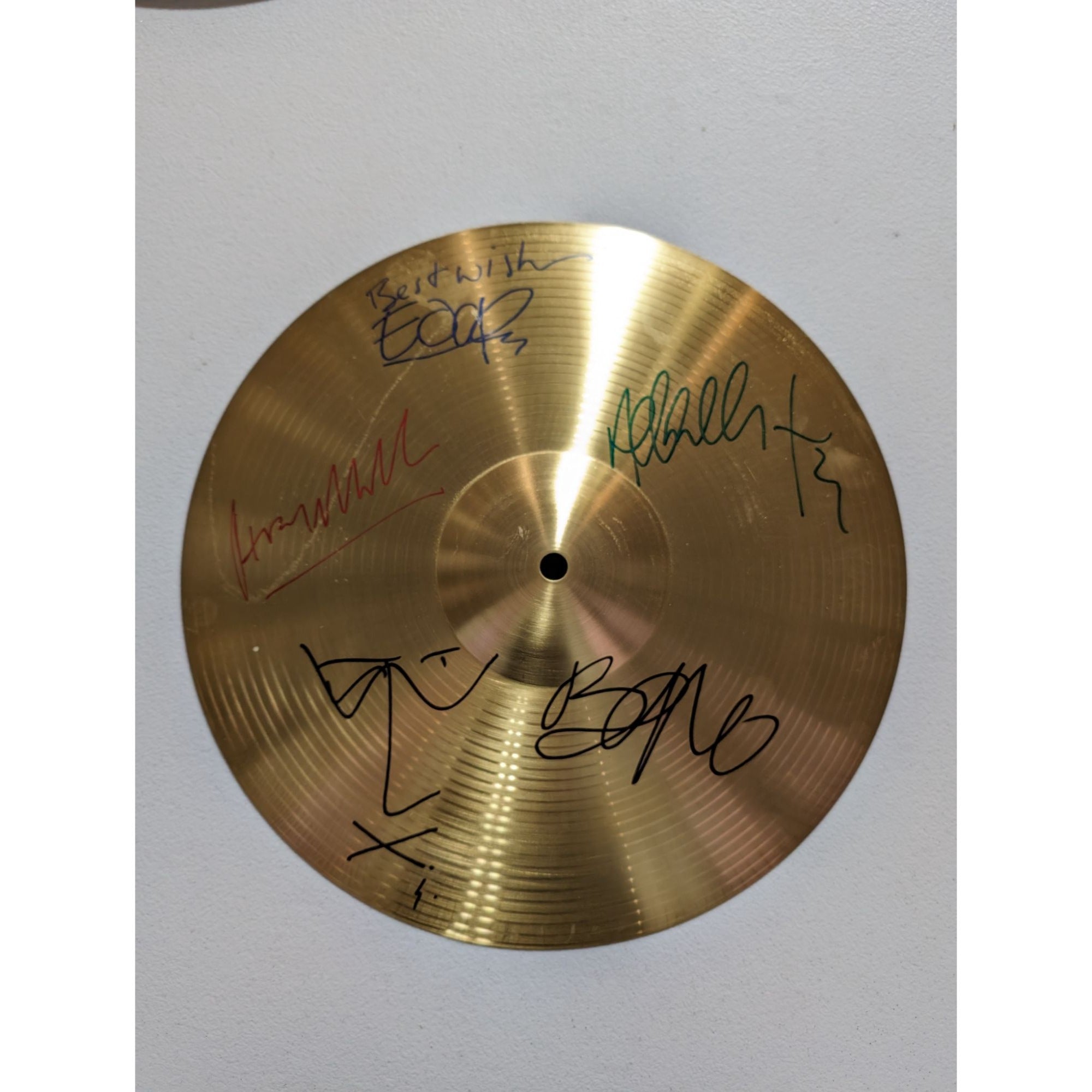 Paul Hewson Bono, The  Edge, Adam Clayton, Larry Mullen U2 10 inch cymbal signed with proof