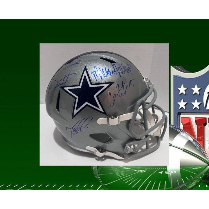 Dak Prescott Ceedee Lamb Michael Gallup Micah Parsons Ezekiel Elliott Tony Pollard Dallas Cowboys Riddell Speed full size replica helmet