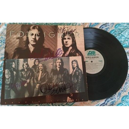 Foreigner double vision Lou Gramm Mick Jones Dennis Elliott LP signed