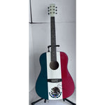 Load image into Gallery viewer, Vicente Fernandez Mexican flag full size acoustic guitar signed with proof
