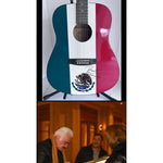 Load image into Gallery viewer, Vicente Fernandez Mexican flag full size acoustic guitar signed with proof
