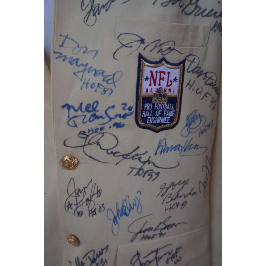 NFL Hall of Famers Bart Starr Joe Namath Joe Montana John Elway 45 in all signed Hall of Fame Jacket with proof