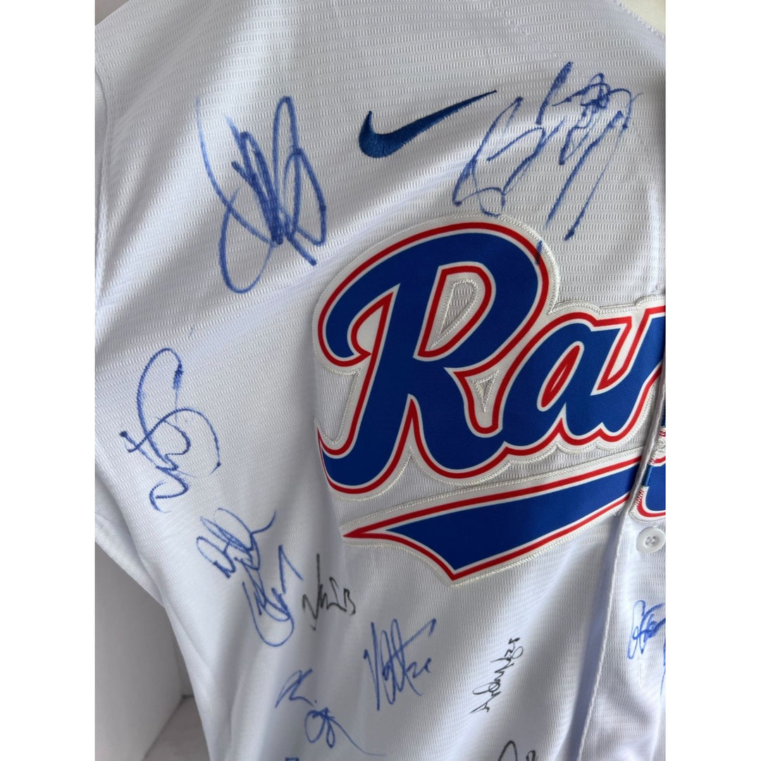 Texas Rangers 2023 World Series Champions Corey Seager Adolis Garcia Bruce Bochy 25 plus signed game model jersey with proof