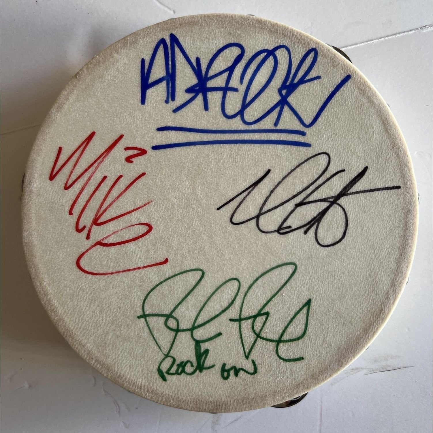 Duran Duran Simon Le Bon, John Taylor, Nick Rhodes Roger Taylor and Andy Taylor tambourine signed with proof