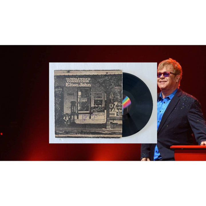 Elton John tumbleweed connection original LP signed with proof