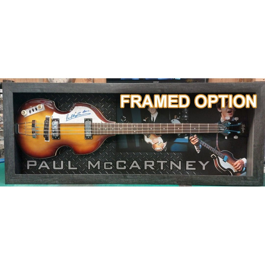 Paul McCartney left handed Hofner Bass guitar signed with proof