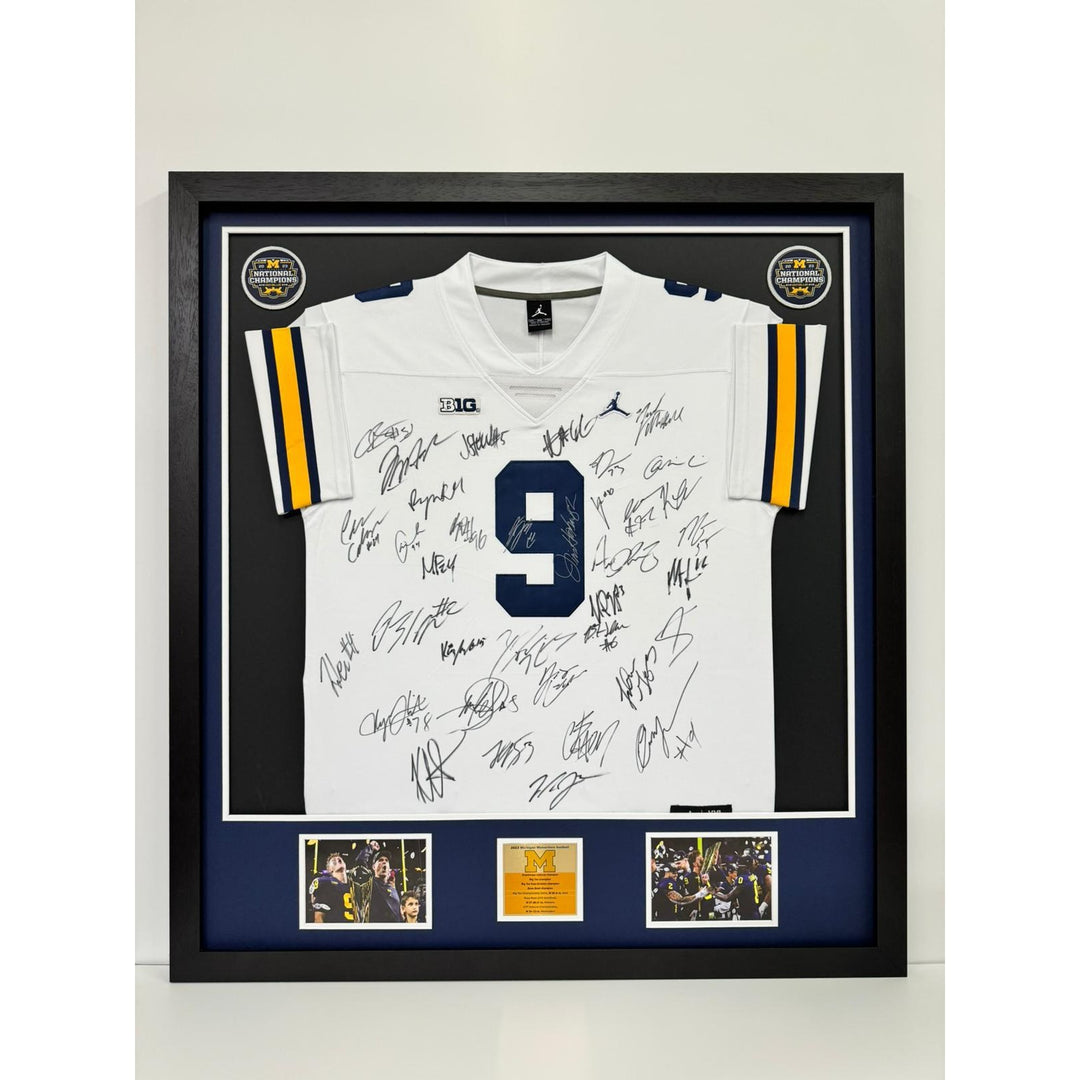 JJ McCarthy Jim Harbaugh Michigan Wolverines full team 2023 -24 National Champions team signed jersey with proof 42x32