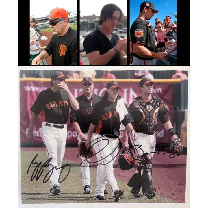 Tim Lincecum Buster Posey Bruce Bochy 8 x 10 photo signed with proof