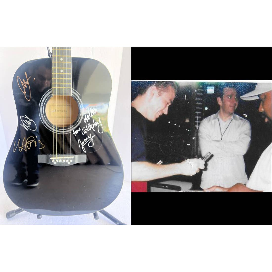 Chris Martin Coldplay full size acoustic guitar signed with proof