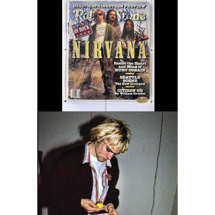 Kurt Cobain,  Krist Novoselic, Dave Grohl , Rolling Stone full magazine signed