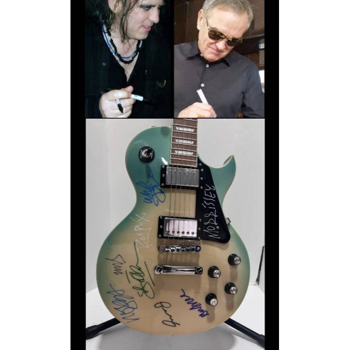 Robert Smith and the Cure Patrick Morrissey and The Smiths Les Paul electric guitar signed with proof