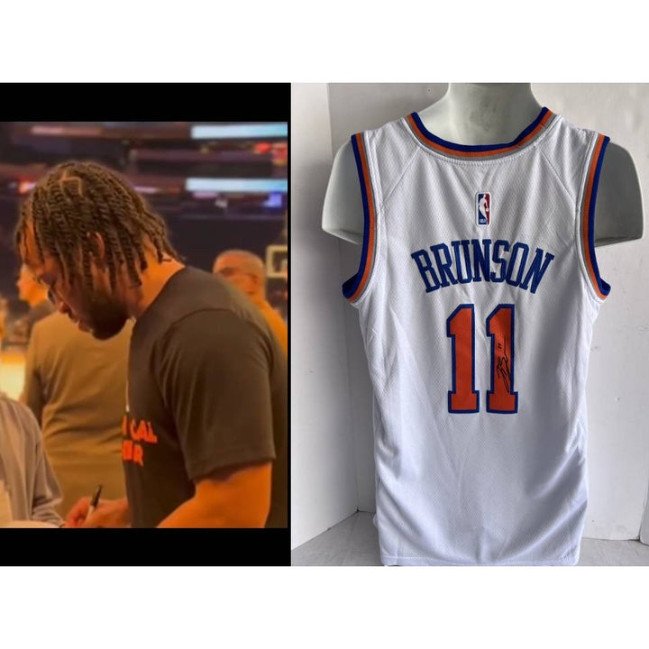 Jalen Bronson New York Knicks game model jersey size LG large signed with proof