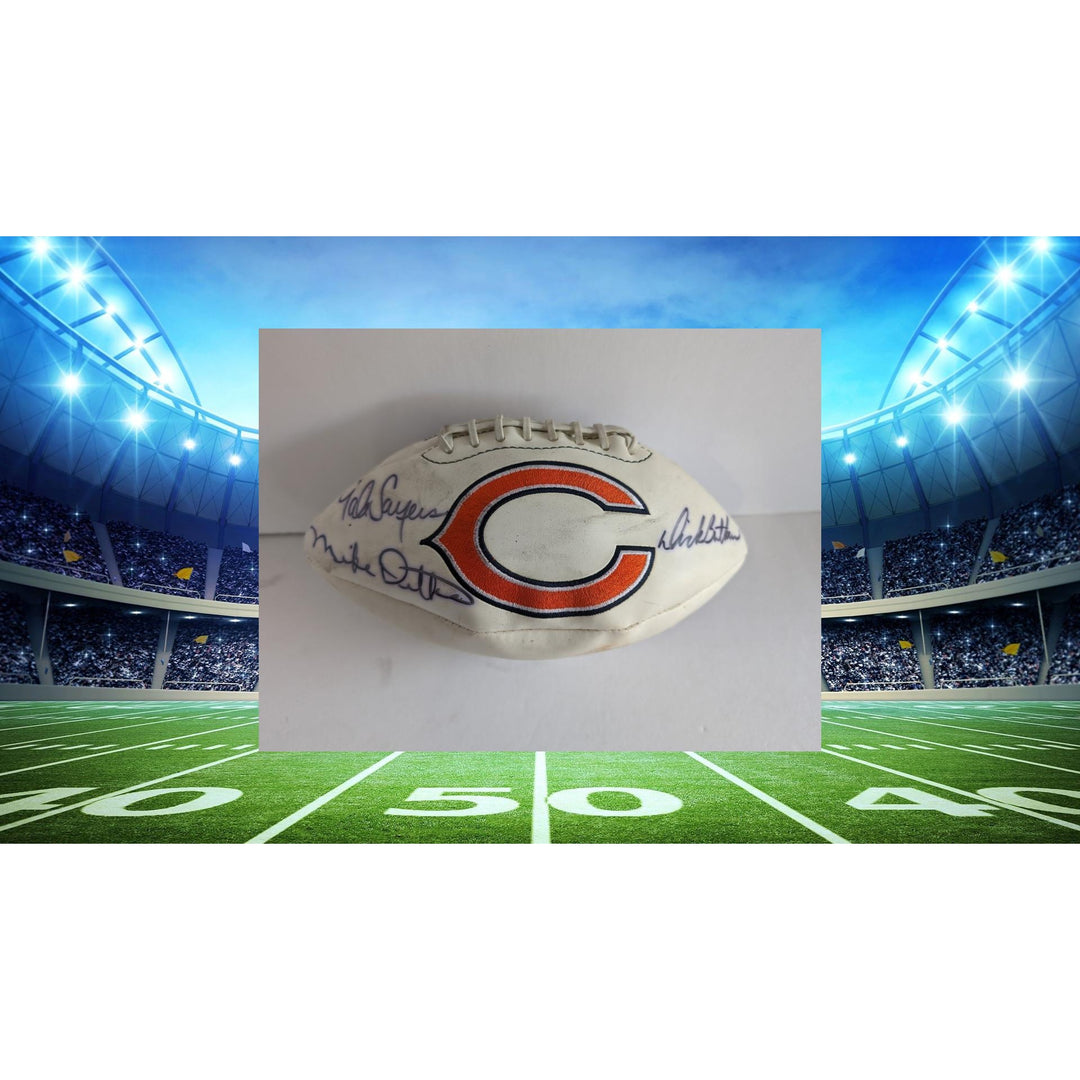 Chicago Bears Dick Butkus Gale Sayers Mike Ditka full size football signed