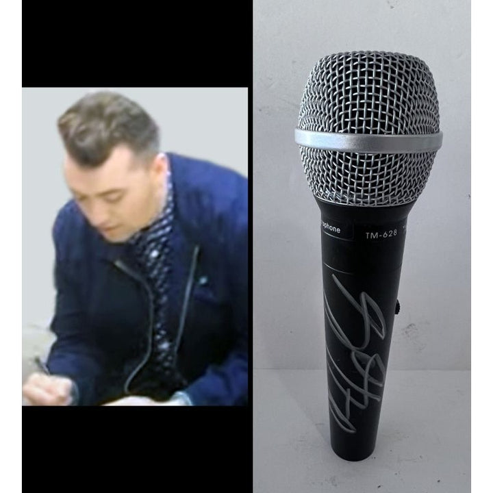 Sam Smith microphone signed with proof