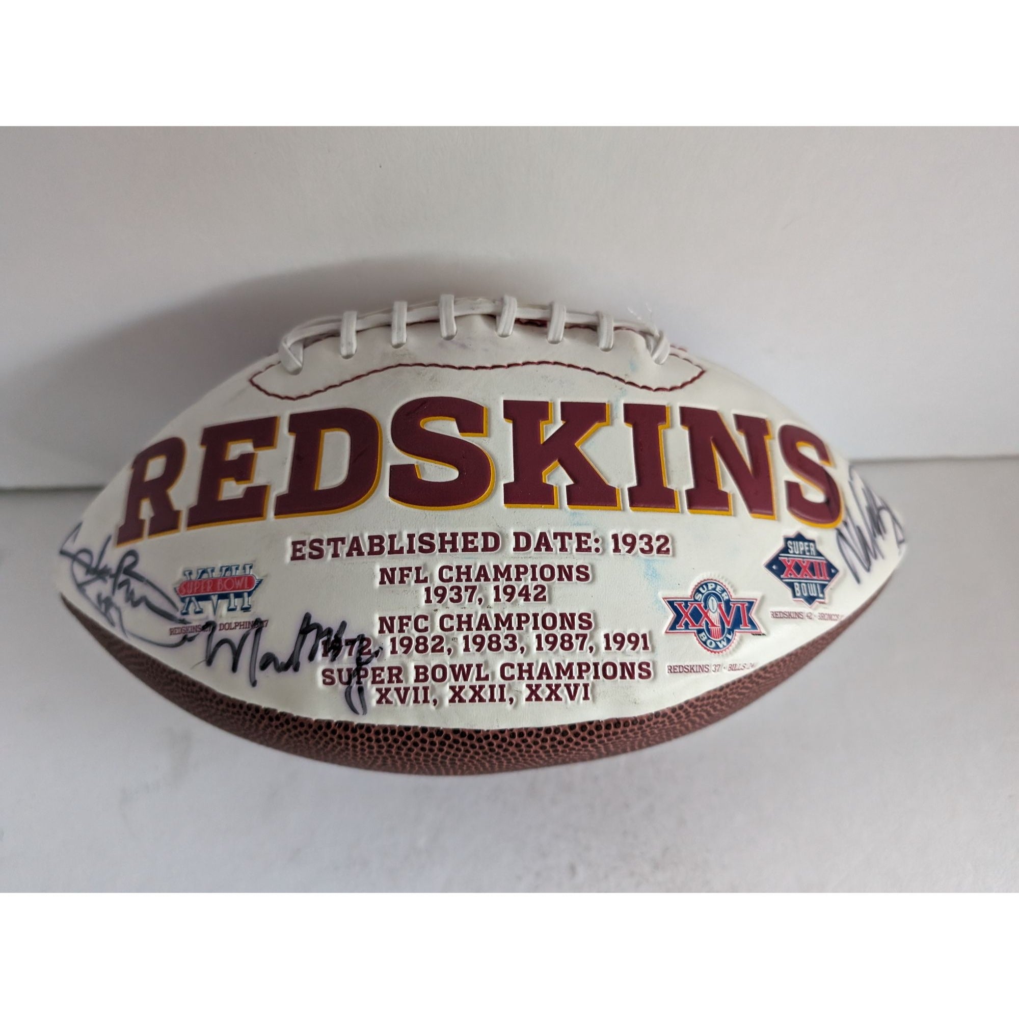 Washington Redskins John Riggins Doug Williams Sam Huff Joe Gibbs Art Monk 22 all-time greats signed football
