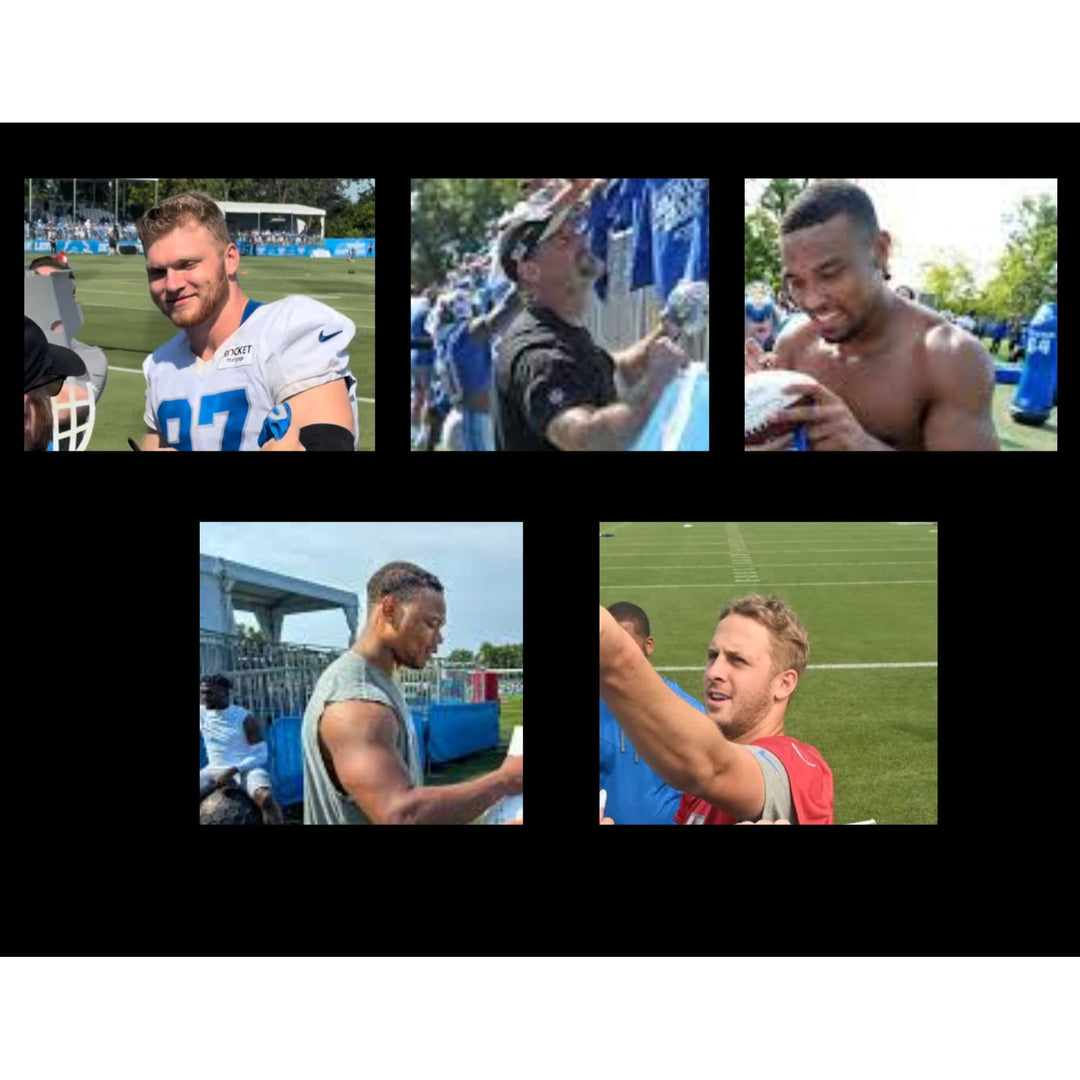 Detroit Lions 2025 team Jahmyr Gibbs, Jared Goff, Aidan Hutchinson, Dan Campell, Amon St. Brown & David Montgomery Riddell full size helmet