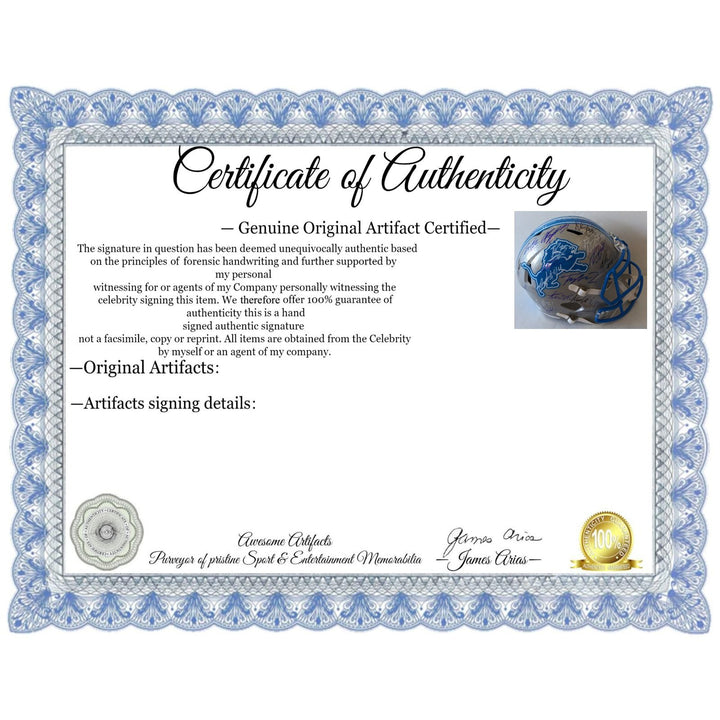 Detroit Lions 2025 team Jahmyr Gibbs, Jared Goff, Aidan Hutchinson, Dan Campell, Amon St. Brown & David Montgomery Riddell full size helmet