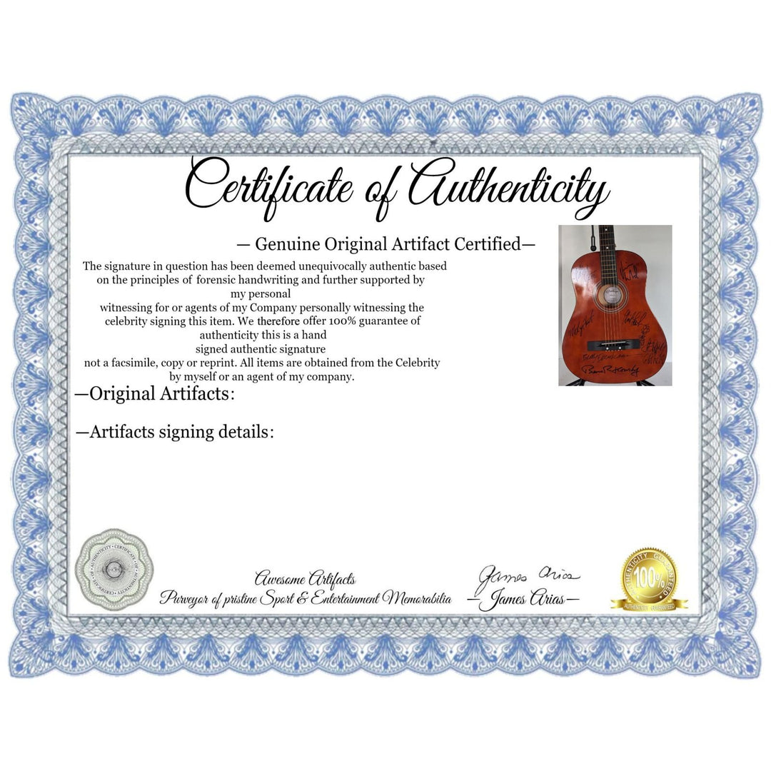 Grateful Dead Jerry Garcia, Bob Weir, Mickey Hart , Phil Lesh, Bruce Hornsby, acoustic guitar signed with proof