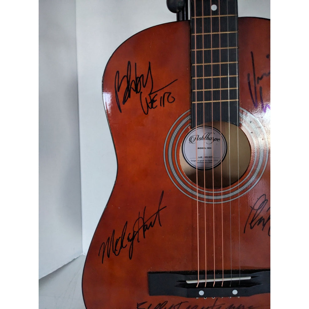 Grateful Dead Jerry Garcia, Bob Weir, Mickey Hart , Phil Lesh, Bruce Hornsby, acoustic guitar signed with proof