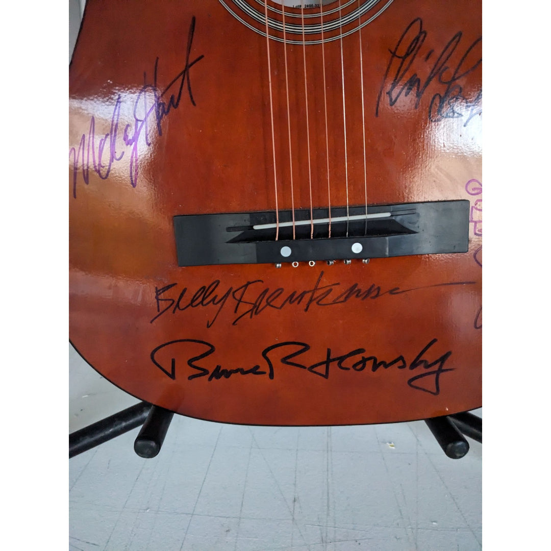 Grateful Dead Jerry Garcia, Bob Weir, Mickey Hart , Phil Lesh, Bruce Hornsby, acoustic guitar signed with proof