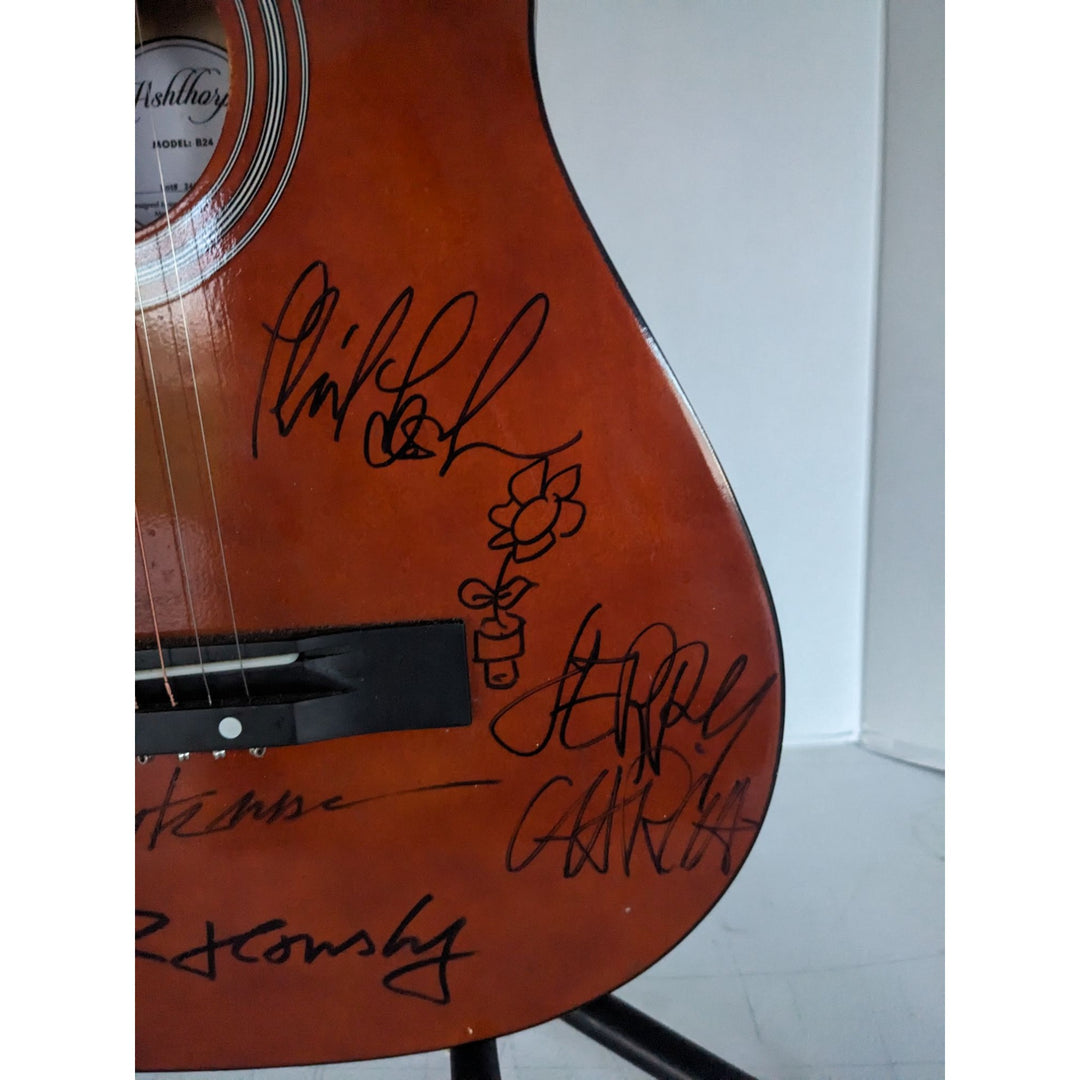 Grateful Dead Jerry Garcia, Bob Weir, Mickey Hart , Phil Lesh, Bruce Hornsby, acoustic guitar signed with proof