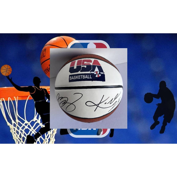 USA basketball signed by Kobe Bryant and Lebron James signed with proof