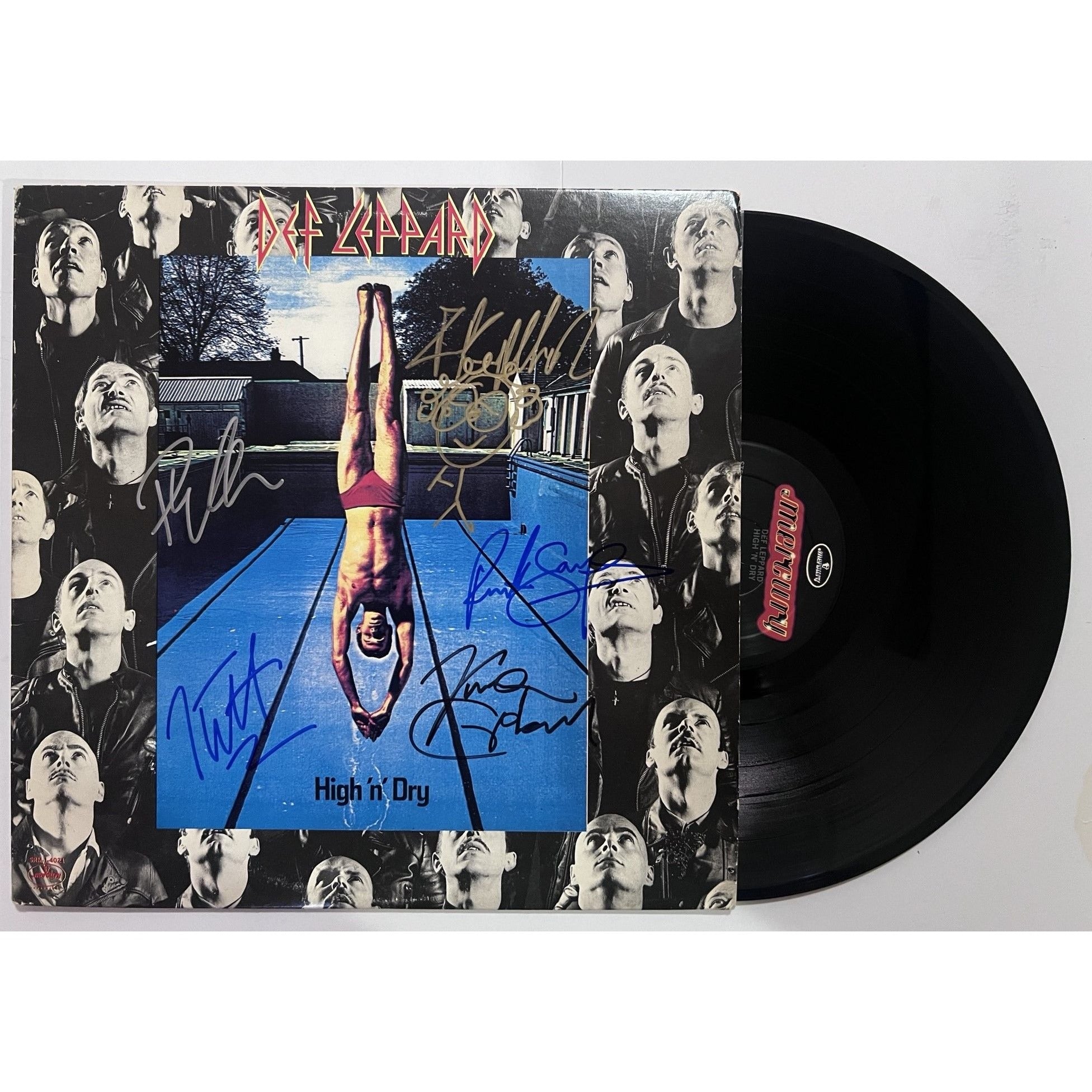 Rick Savage Vivian Campbell Rick Allen High N Dry Def Leppard LP signed with proof