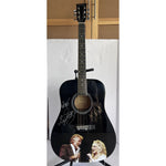 Load image into Gallery viewer, Kenny Rogers and Dolly Parton full size acoustic guitar signed with proof
