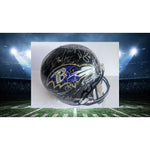 Load image into Gallery viewer, Baltimore Ravens Ray Lewis Ed Reed 2012 Super Bowl champions Riddell full size helmet signed with proof
