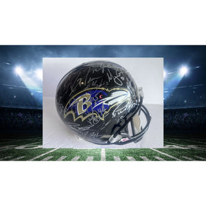 Baltimore Ravens Ray Lewis Ed Reed 2012 Super Bowl champions Riddell full size helmet signed with proof