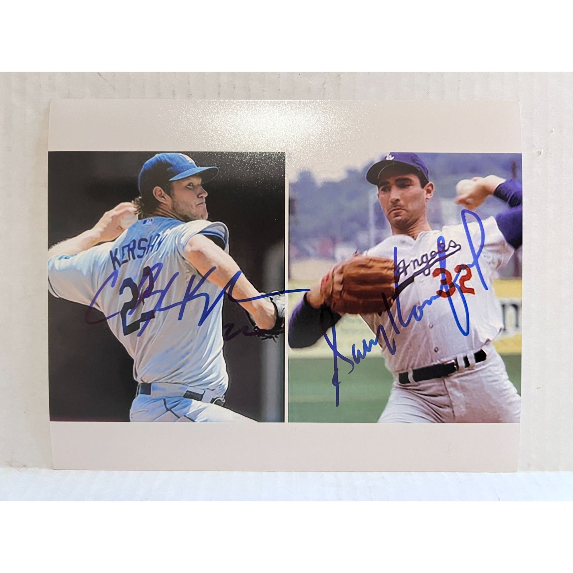 Clayton Kershaw and Sandy Koufax 8 by 10 signed photo with proof