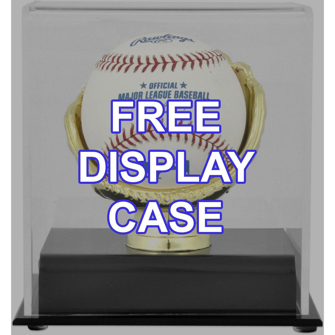 Dustin Pedroia David Ortiz Pedro Martinez Curt Schilling Johnny Damon Rawlings official MLB baseball signed with proof free acrylic case