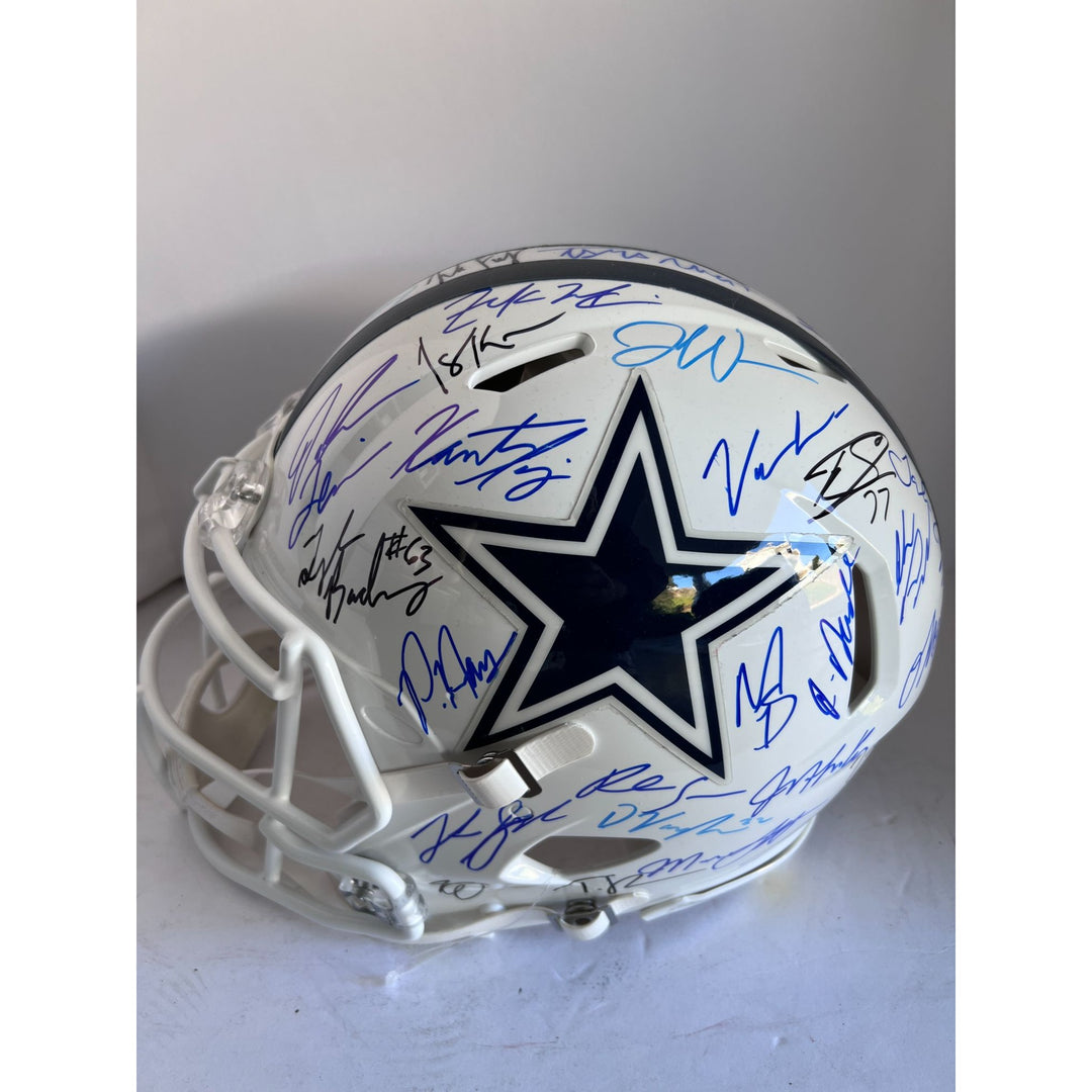 Dak Prescott Micah Parsons CeeDee Lamb 2022/23 Dallas Cowboys Riddell Speed Authentic team signed helmet with proof