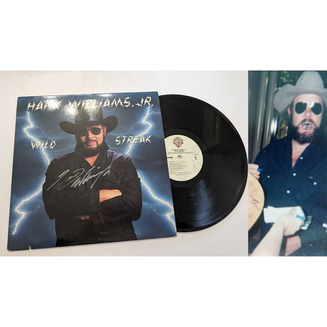 Hank Williams Jr Wild Streak original LP signed with proof