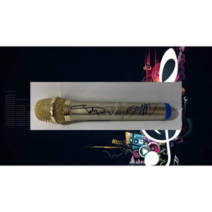 Slim Shady Eminem Marshall Mathers Curtis Jackson 50 Cent and Dr Dre Andre Romelle Young microphone signed with proof