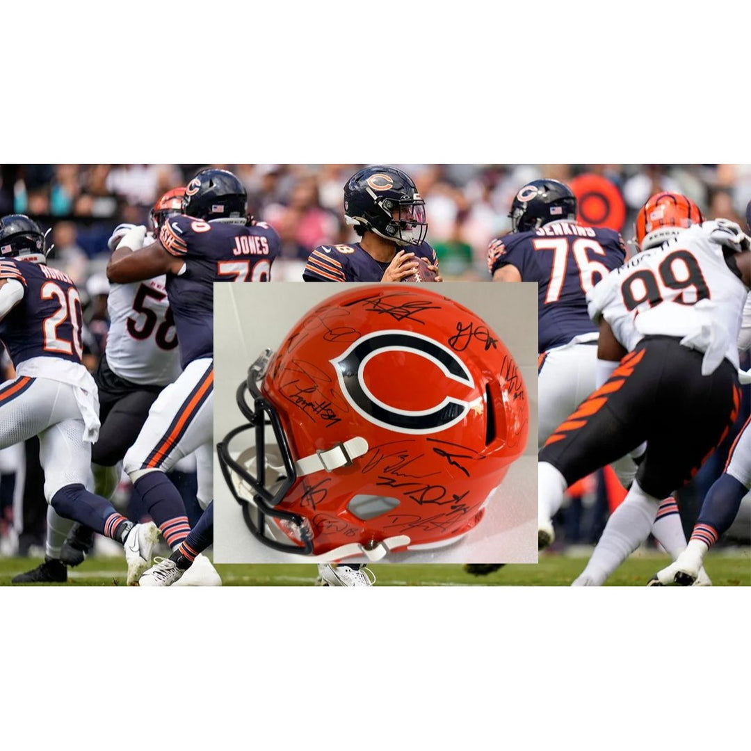 Chicago Bears Riddell 2025 Caleb Williams team signed full size helmet with proof